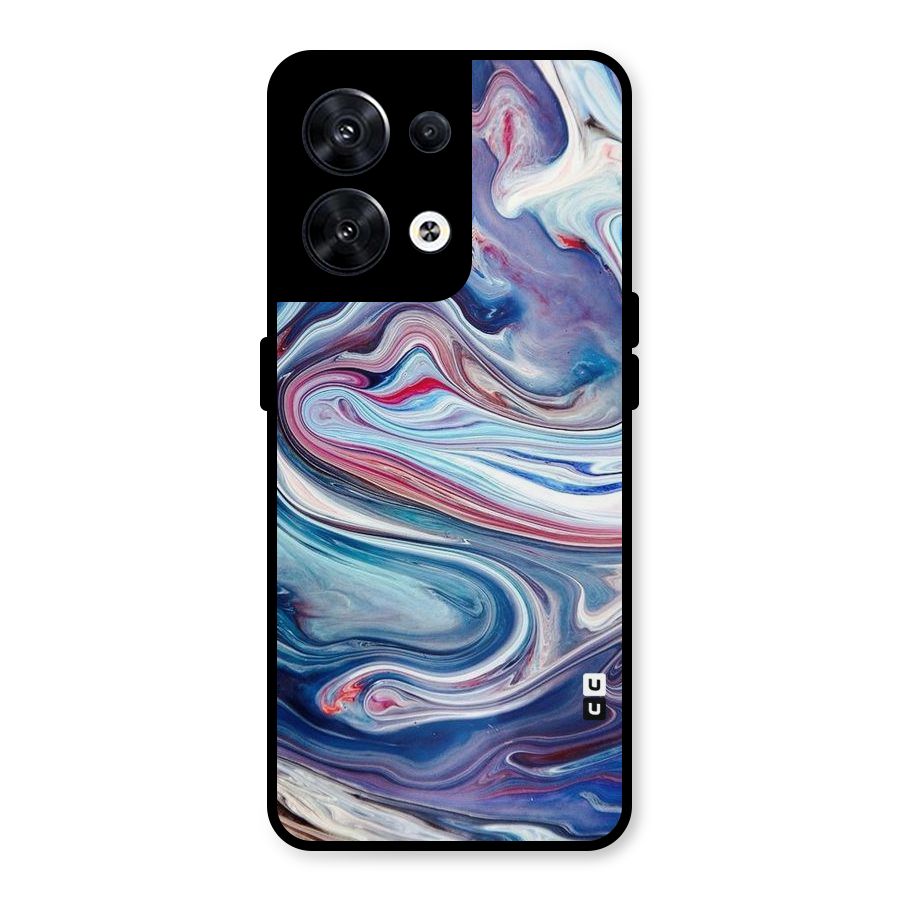 Marble Style Printed Metal Back Case for Oppo Reno8 5G