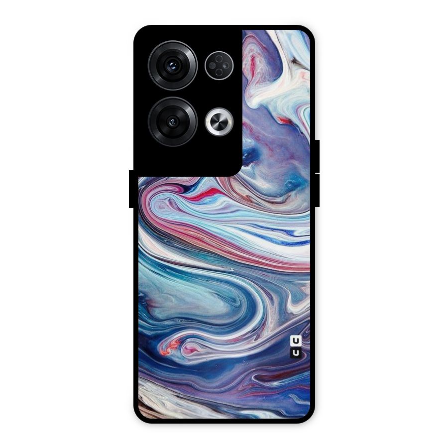 Marble Style Printed Metal Back Case for Oppo Reno8 Pro 5G
