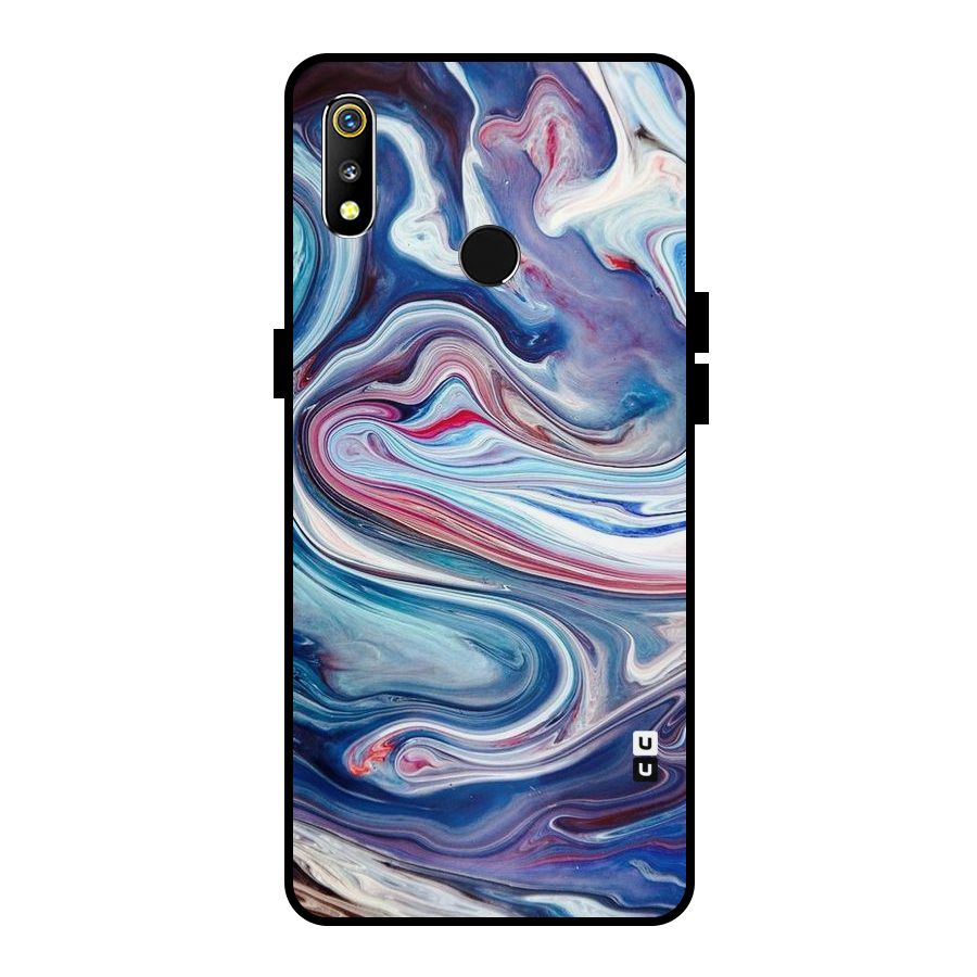 Marble Style Printed Metal Back Case for Realme 3i