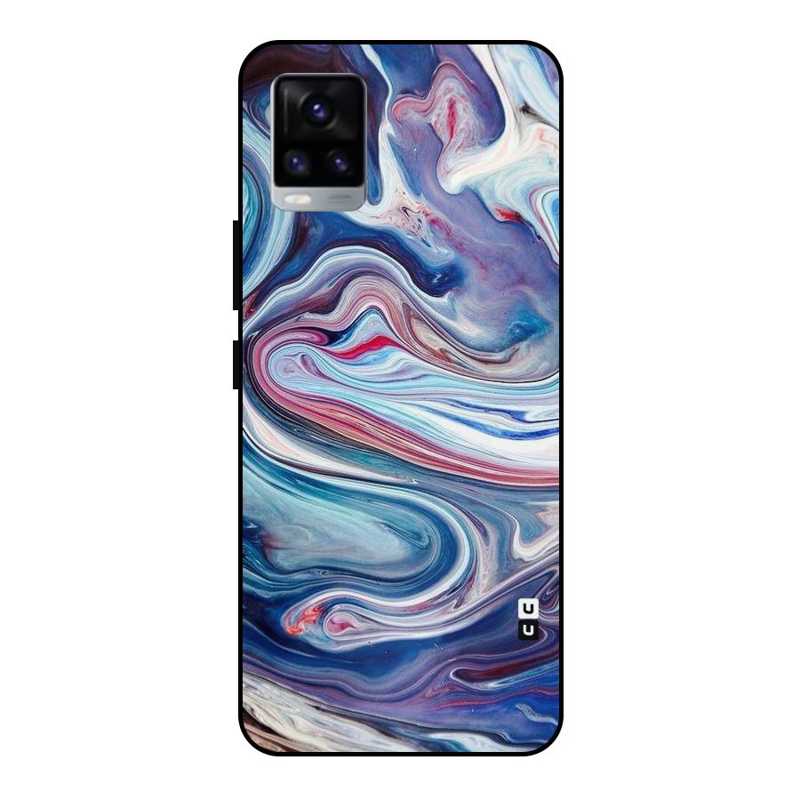 Marble Style Printed Metal Back Case for Vivo V20 2021