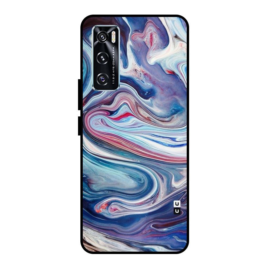 Marble Style Printed Metal Back Case for Vivo V20 SE