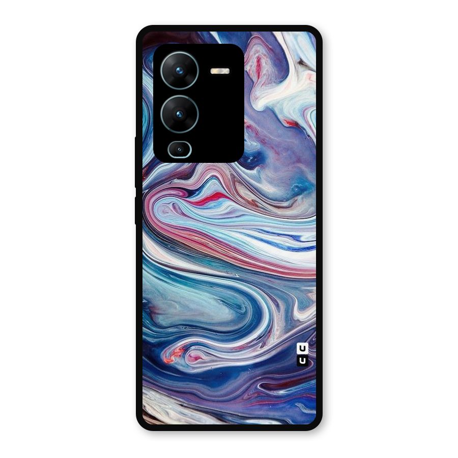 Marble Style Printed Metal Back Case for Vivo V25 Pro