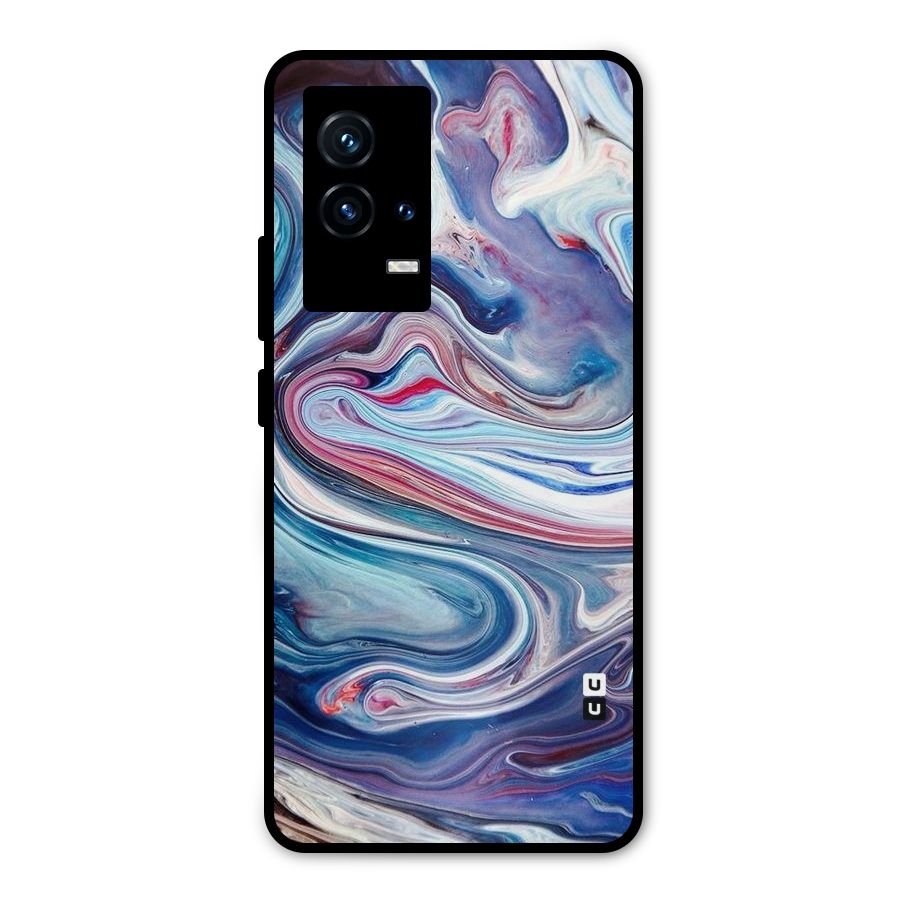 Marble Style Printed Metal Back Case for iQOO 9 5G