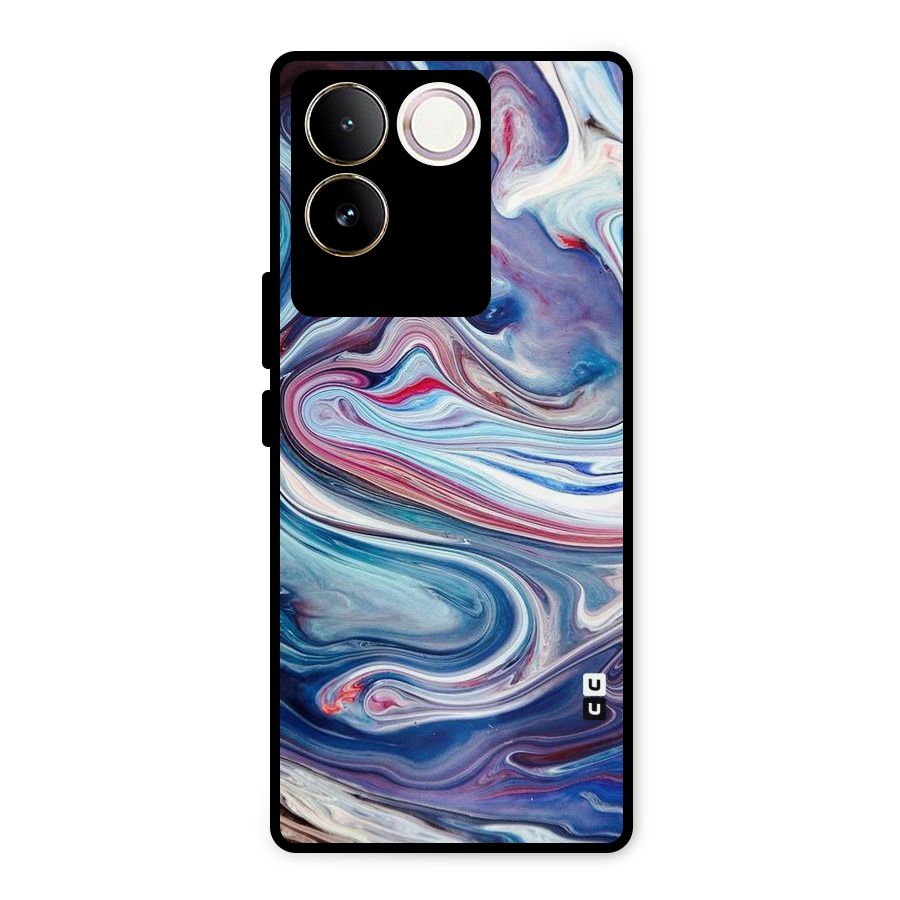 Marble Style Printed Metal Back Case for iQOO Z7 Pro