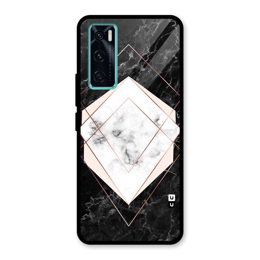 Marble Texture Print Glass Back Case for Vivo V20 SE