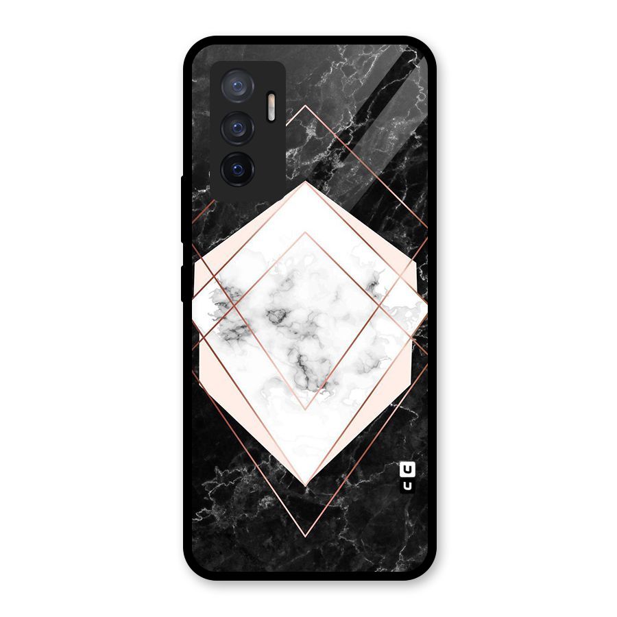 Marble Texture Print Glass Back Case for Vivo V23e