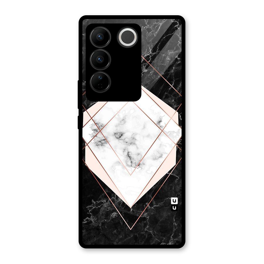 Marble Texture Print Glass Back Case for Vivo V27