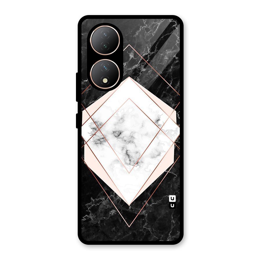 Marble Texture Print Glass Back Case for Vivo Y100A