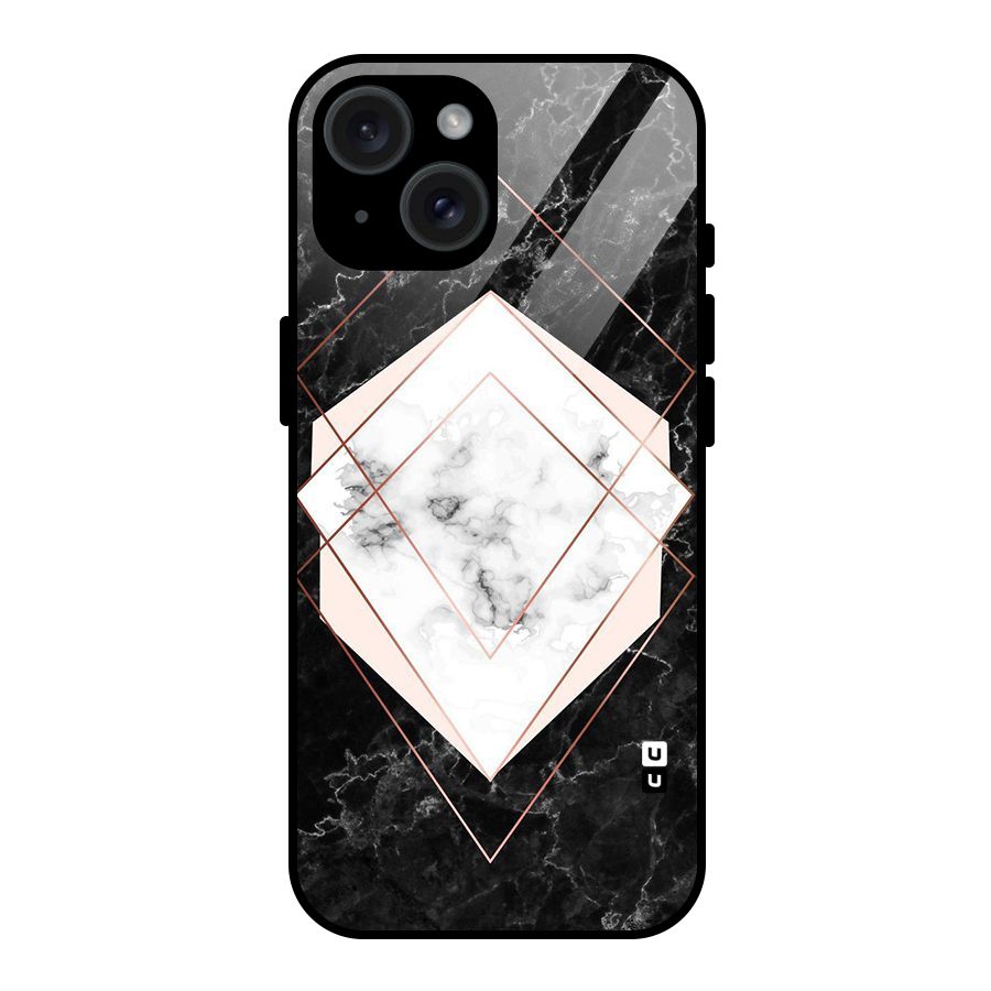 Marble Texture Print Glass Back Case for iPhone 15