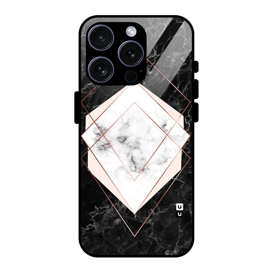 Marble Texture Print Glass Back Case for iPhone 15 Pro