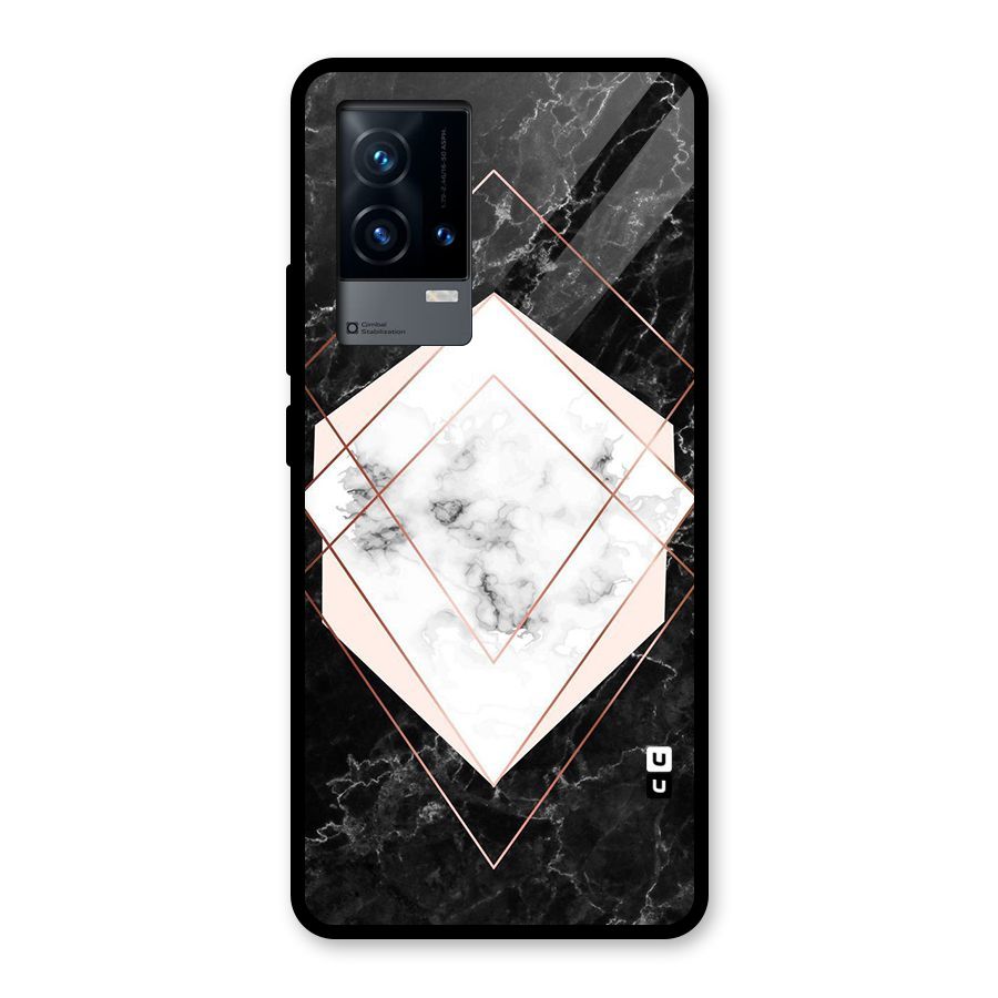 Marble Texture Print Glass Back Case for iQOO 9 5G