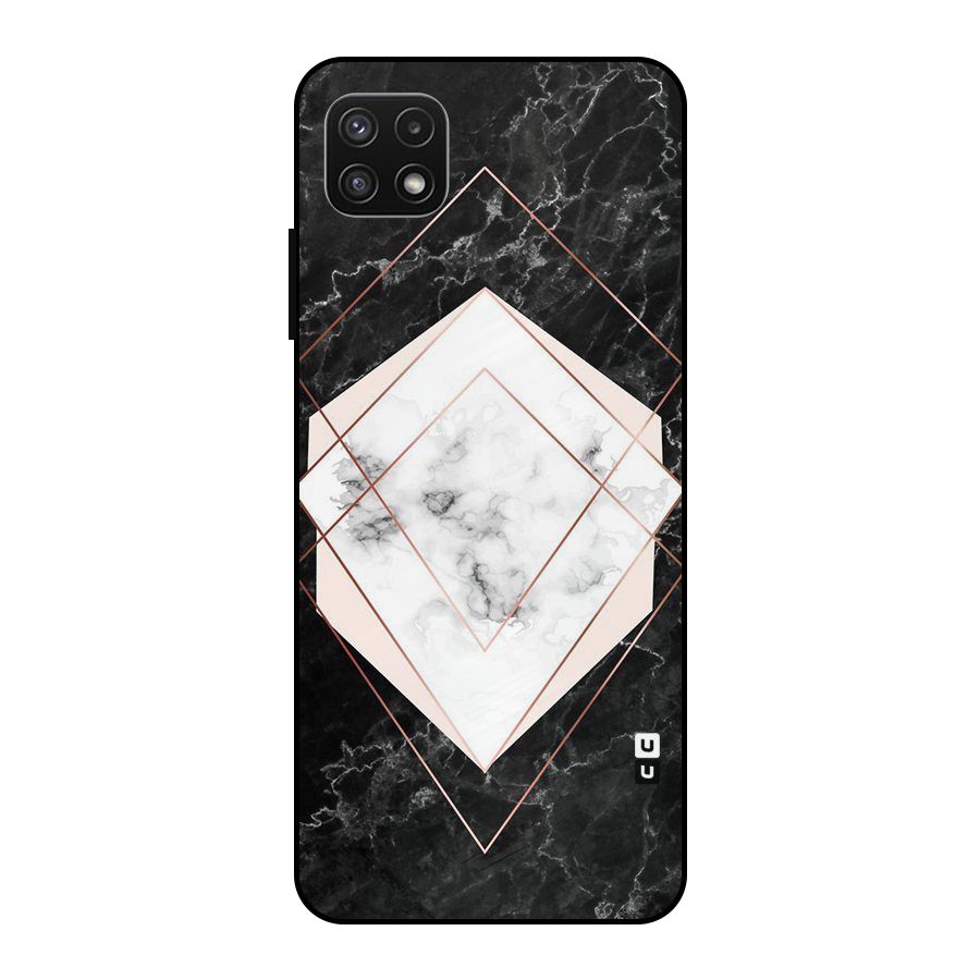 Marble Texture Print Metal Back Case for Galaxy A22 5G