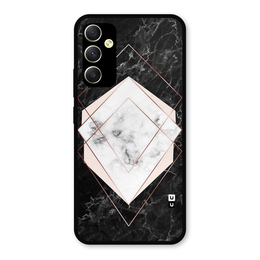 Marble Texture Print Metal Back Case for Galaxy A34