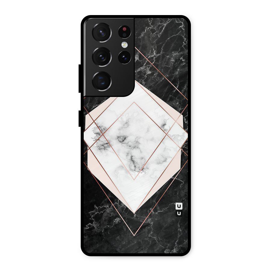 Marble Texture Print Metal Back Case for Galaxy S21 Ultra 5G