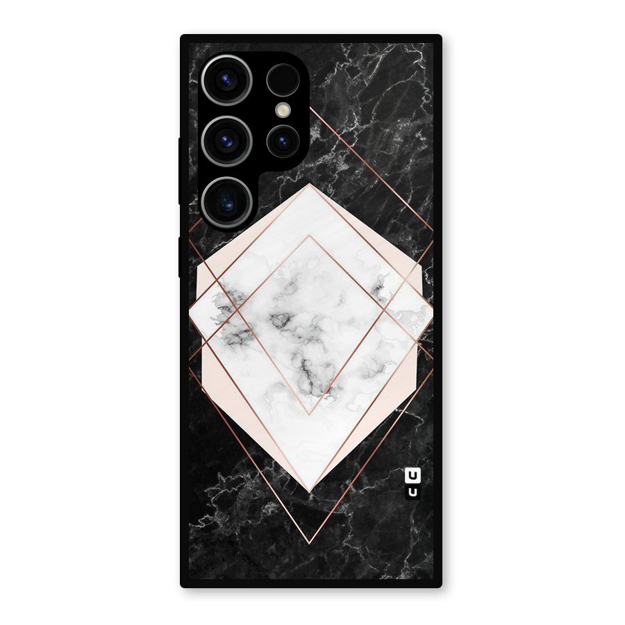 Marble Texture Print Metal Back Case for Galaxy S23 Ultra