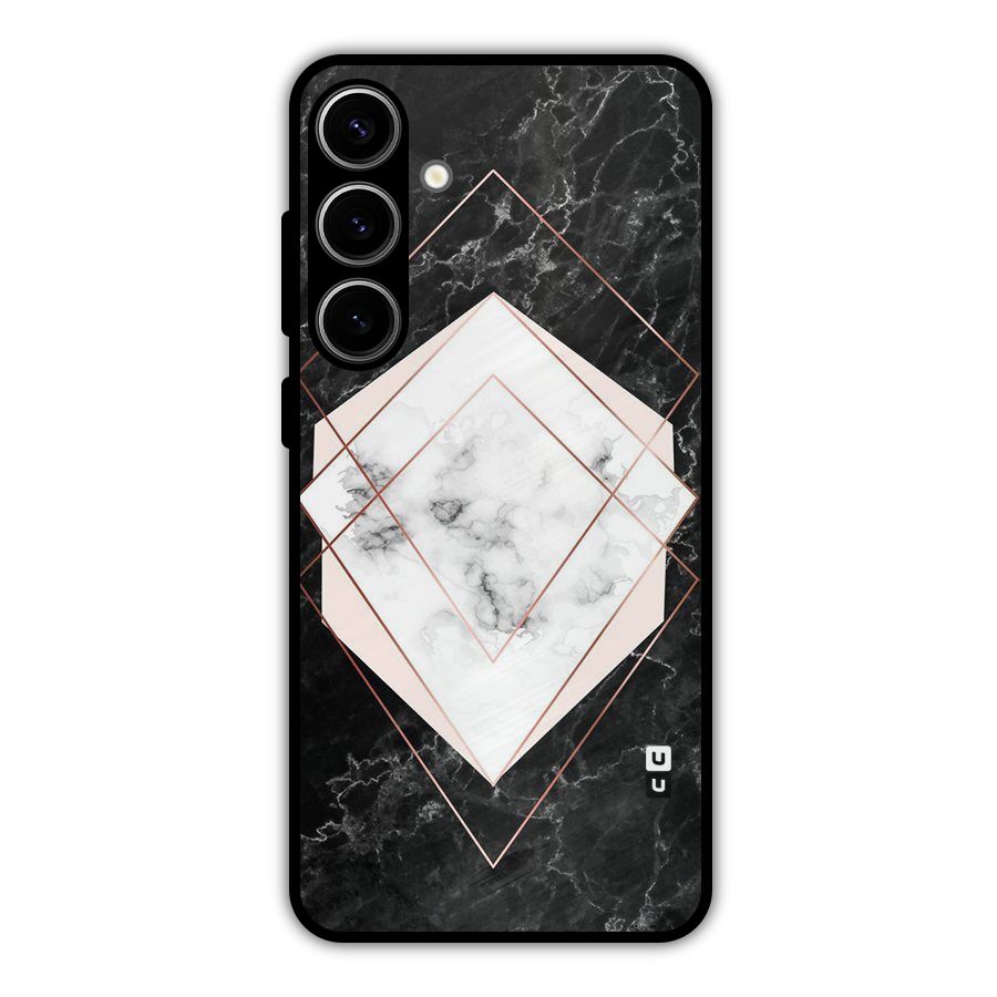 Marble Texture Print Metal Back Case for Galaxy S24 Plus