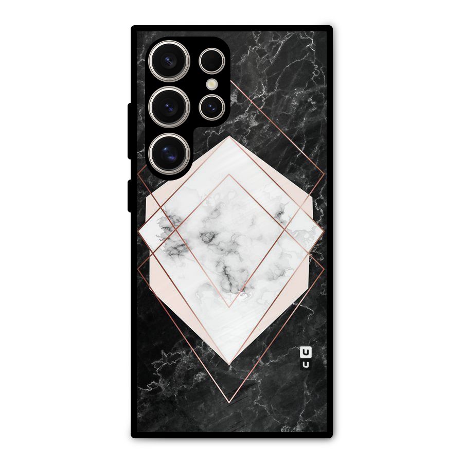 Marble Texture Print Metal Back Case for Galaxy S24 Ultra