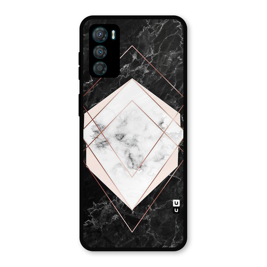 Marble Texture Print Metal Back Case for Moto G42