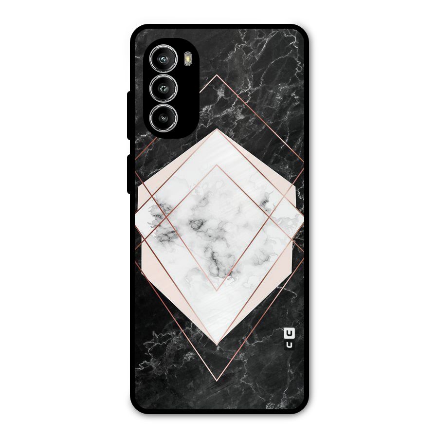 Marble Texture Print Metal Back Case for Moto G52