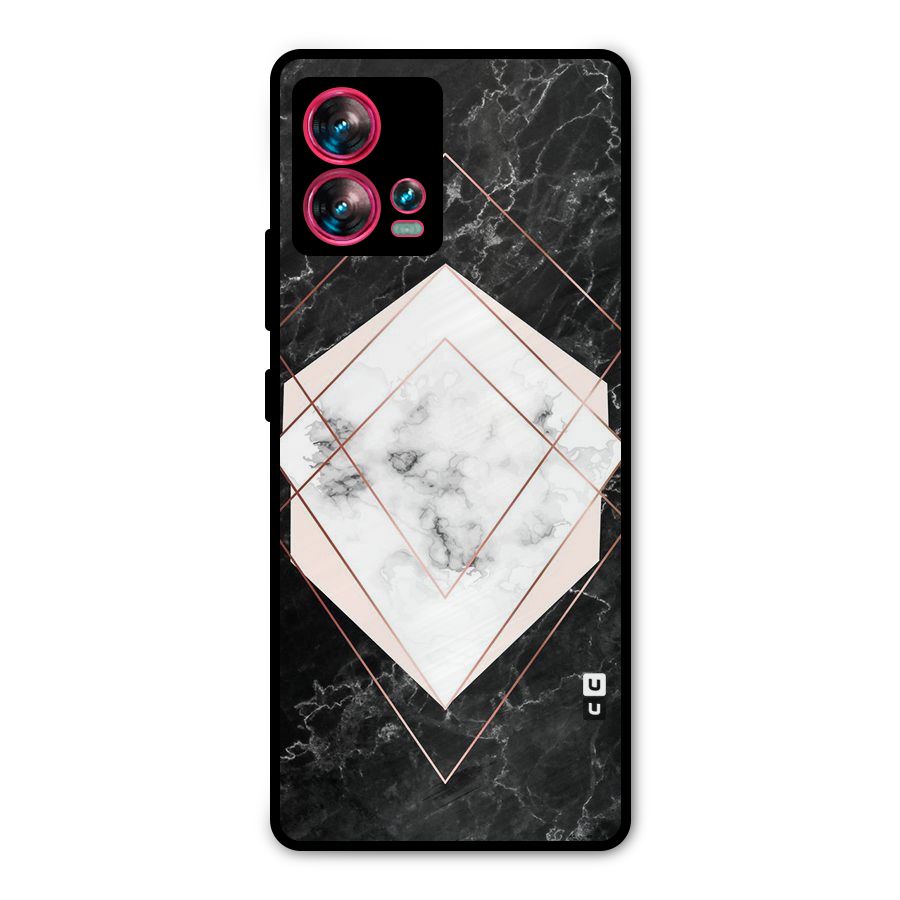 Marble Texture Print Metal Back Case for Motorola Edge 30 Fusion