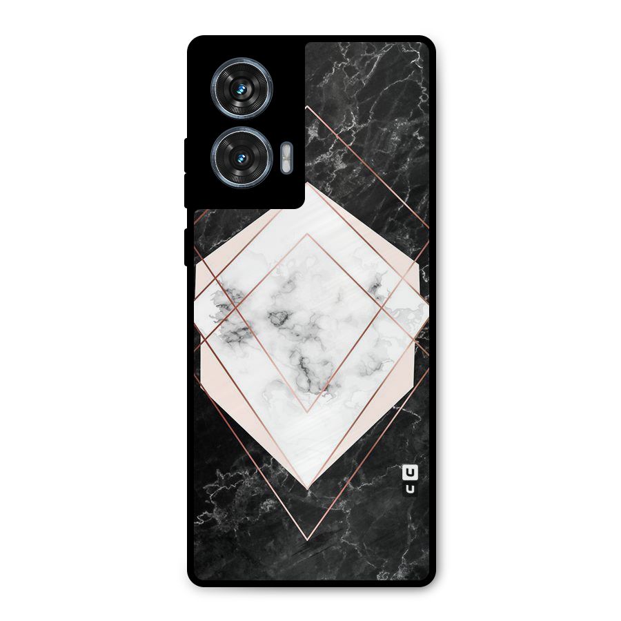 Marble Texture Print Metal Back Case for Motorola Edge 50 Fusion