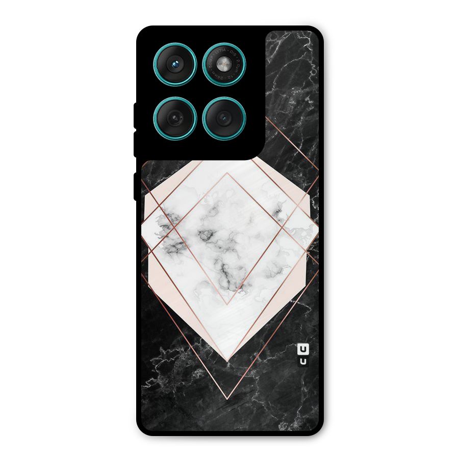 Marble Texture Print Metal Back Case for Motorola Edge 60