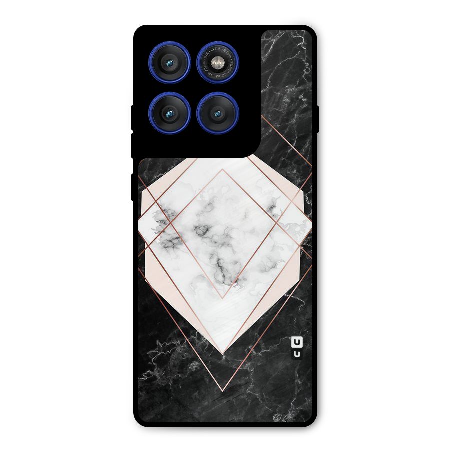 Marble Texture Print Metal Back Case for Motorola Edge 60 Pro