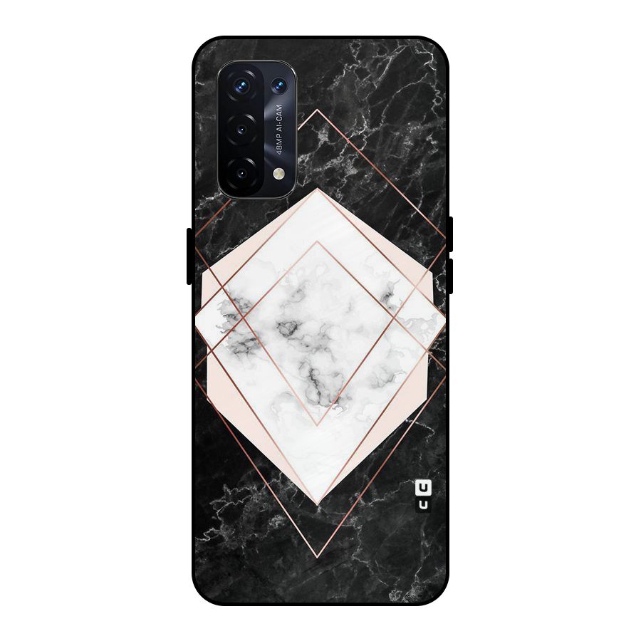 Marble Texture Print Metal Back Case for Oppo A74 5G