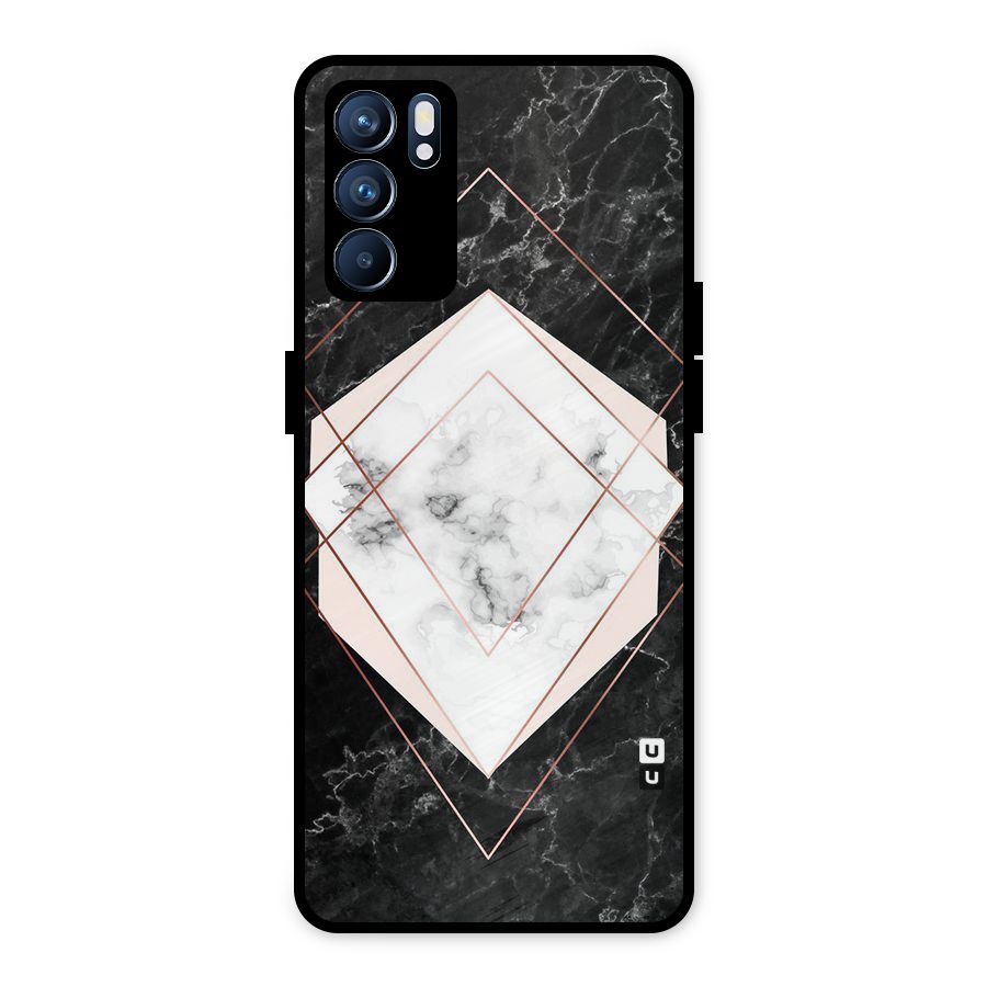 Marble Texture Print Metal Back Case for Oppo Reno6 5G