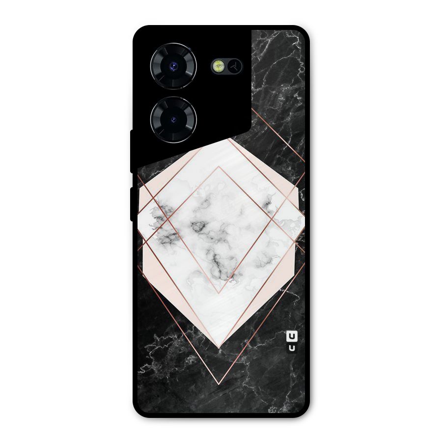 Marble Texture Print Metal Back Case for Tecno Pova 5 Pro 5G