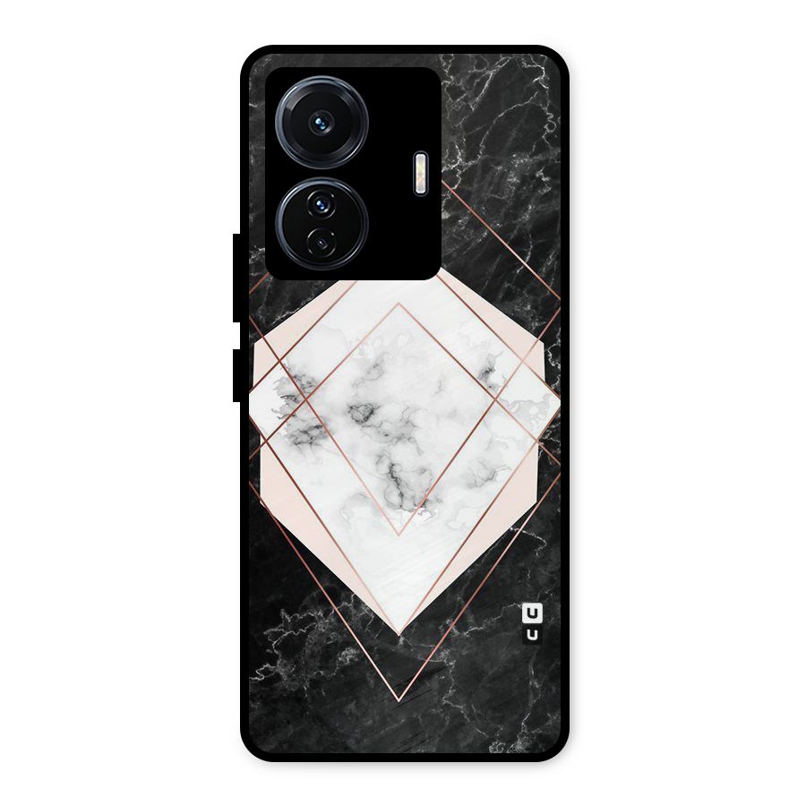 Marble Texture Print Metal Back Case for Vivo T1 Pro