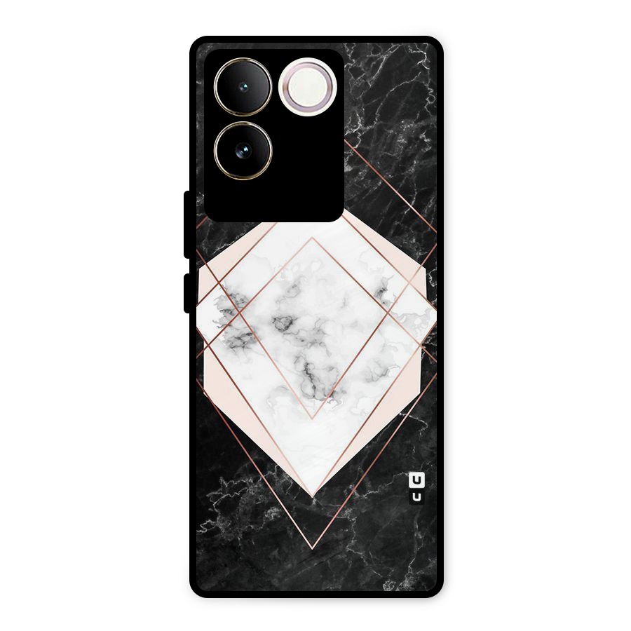 Marble Texture Print Metal Back Case for Vivo T2 Pro