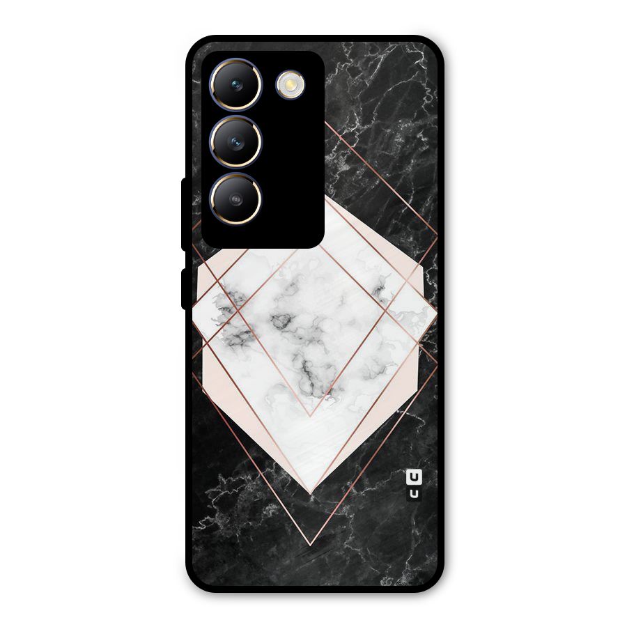 Marble Texture Print Metal Back Case for Vivo T3 5G