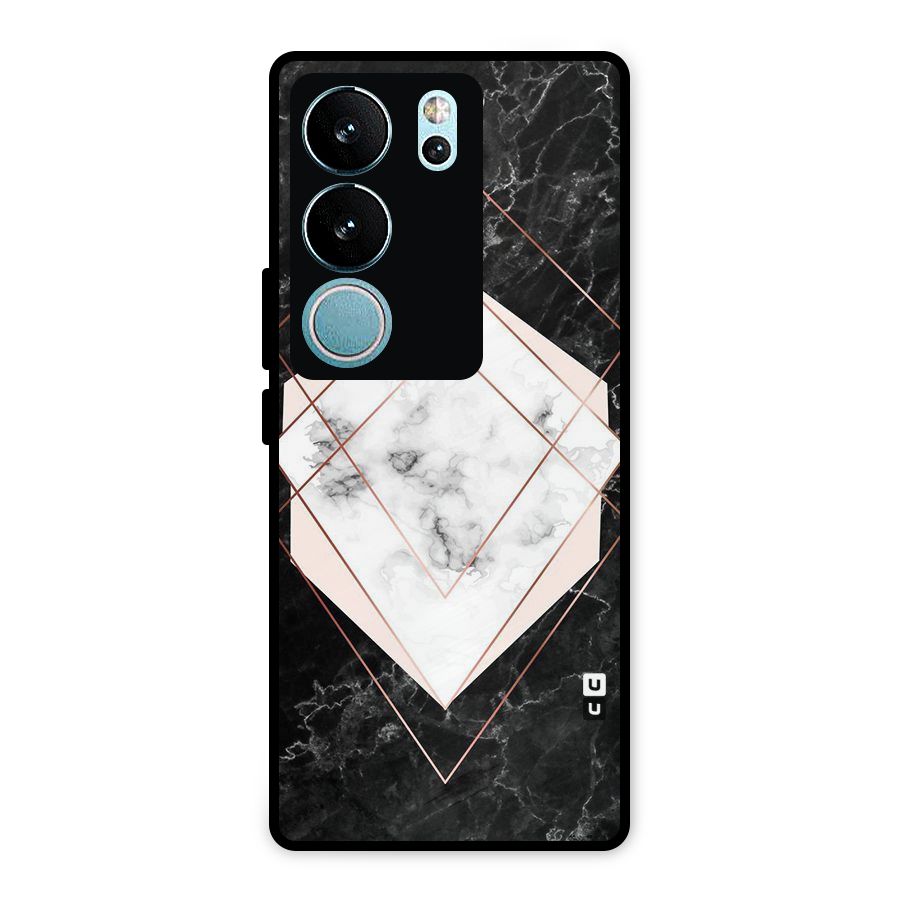 Marble Texture Print Metal Back Case for Vivo V29 Pro