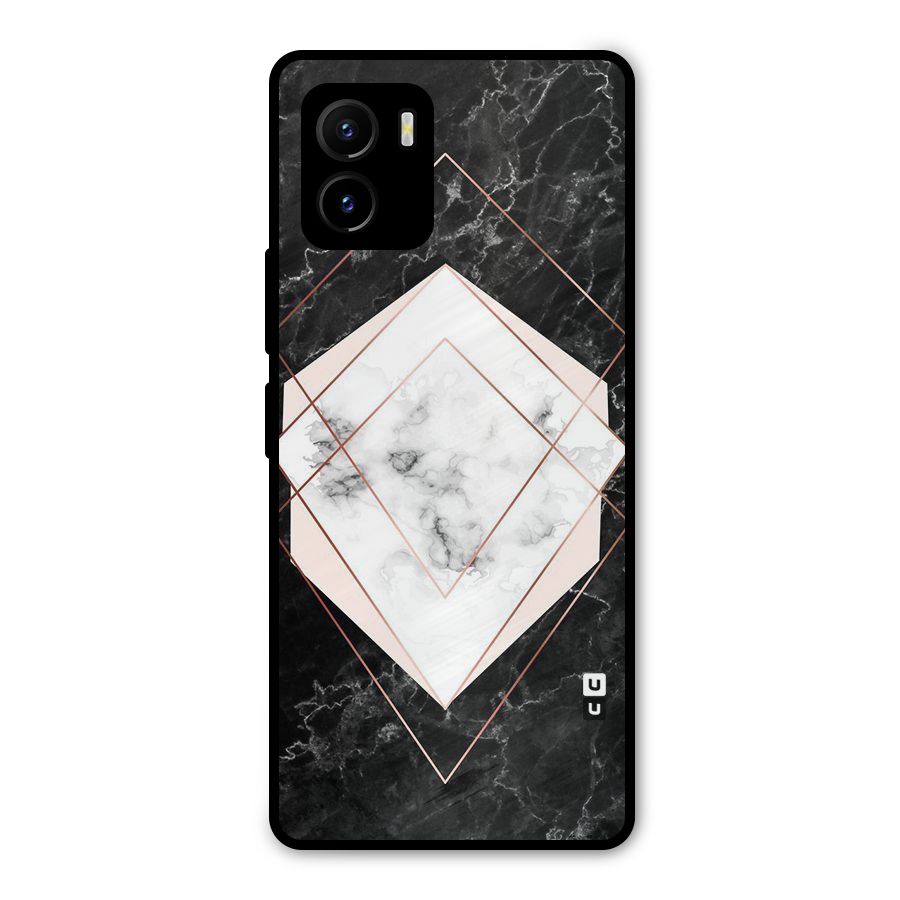Marble Texture Print Metal Back Case for Vivo Y15s