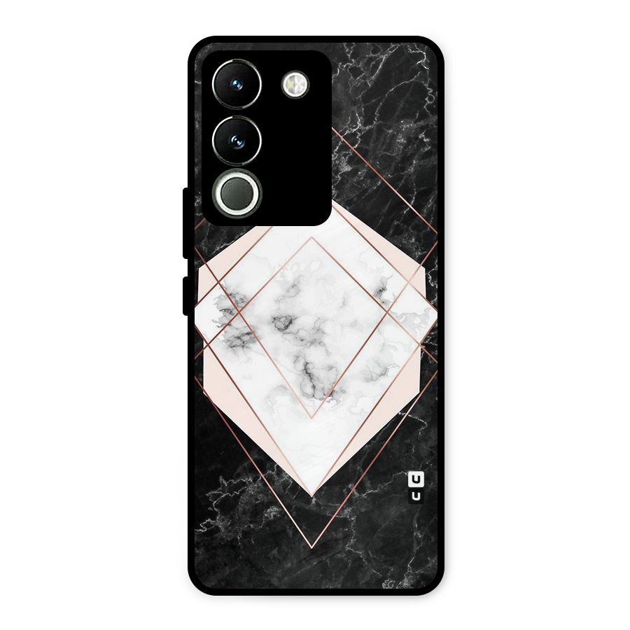 Marble Texture Print Metal Back Case for Vivo Y200