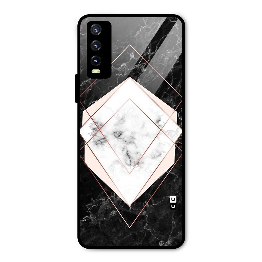 Marble Texture Print Metal Back Case for Vivo Y20 2021