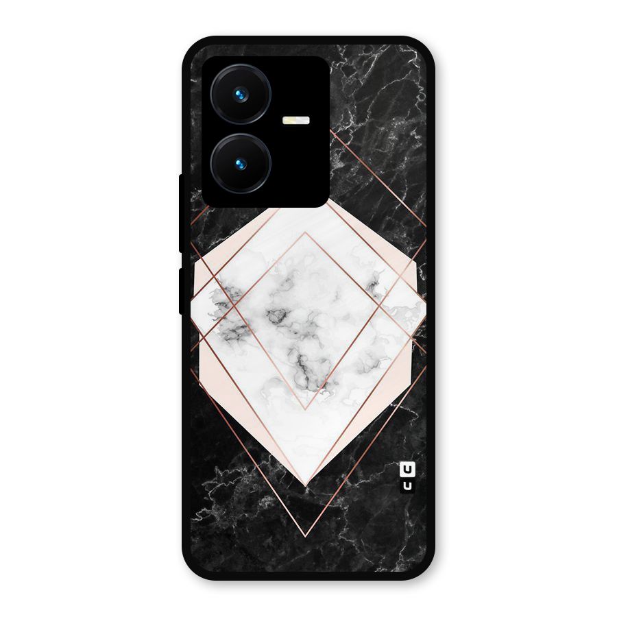 Marble Texture Print Metal Back Case for Vivo Y22