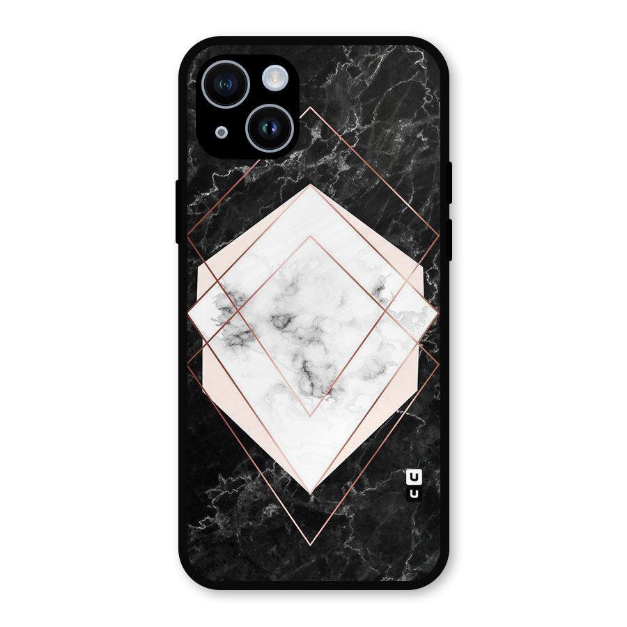Marble Texture Print Metal Back Case for iPhone 14