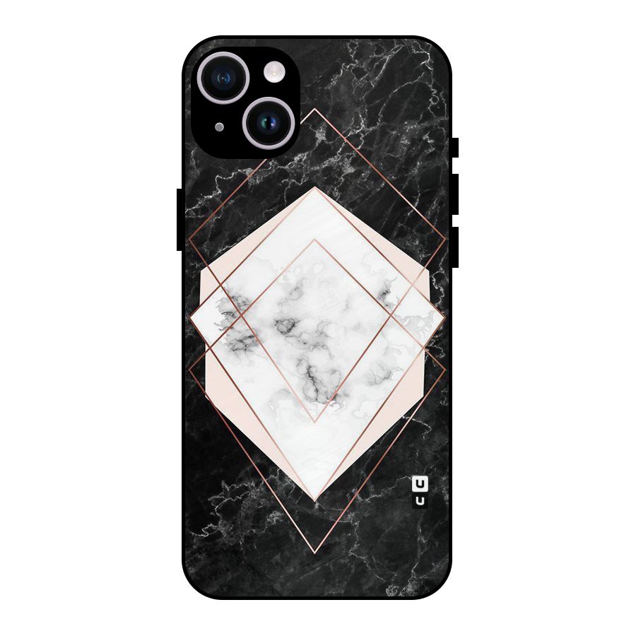Marble Texture Print Metal Back Case for iPhone 14 Plus