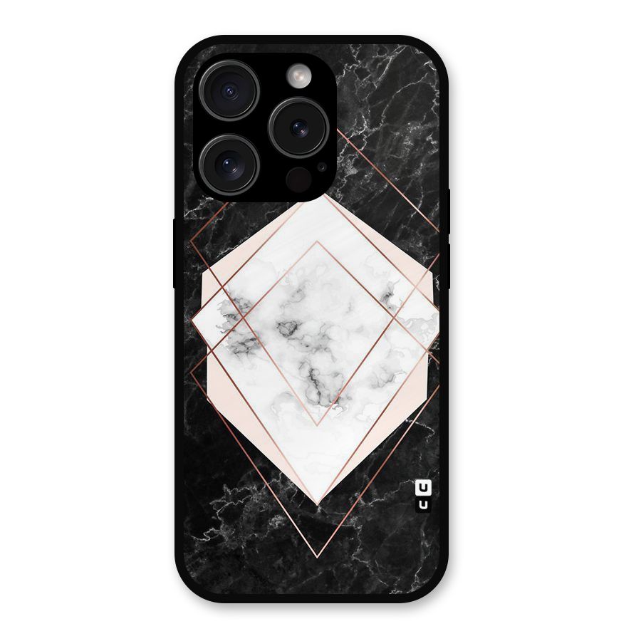 Marble Texture Print Metal Back Case for iPhone 15 Pro