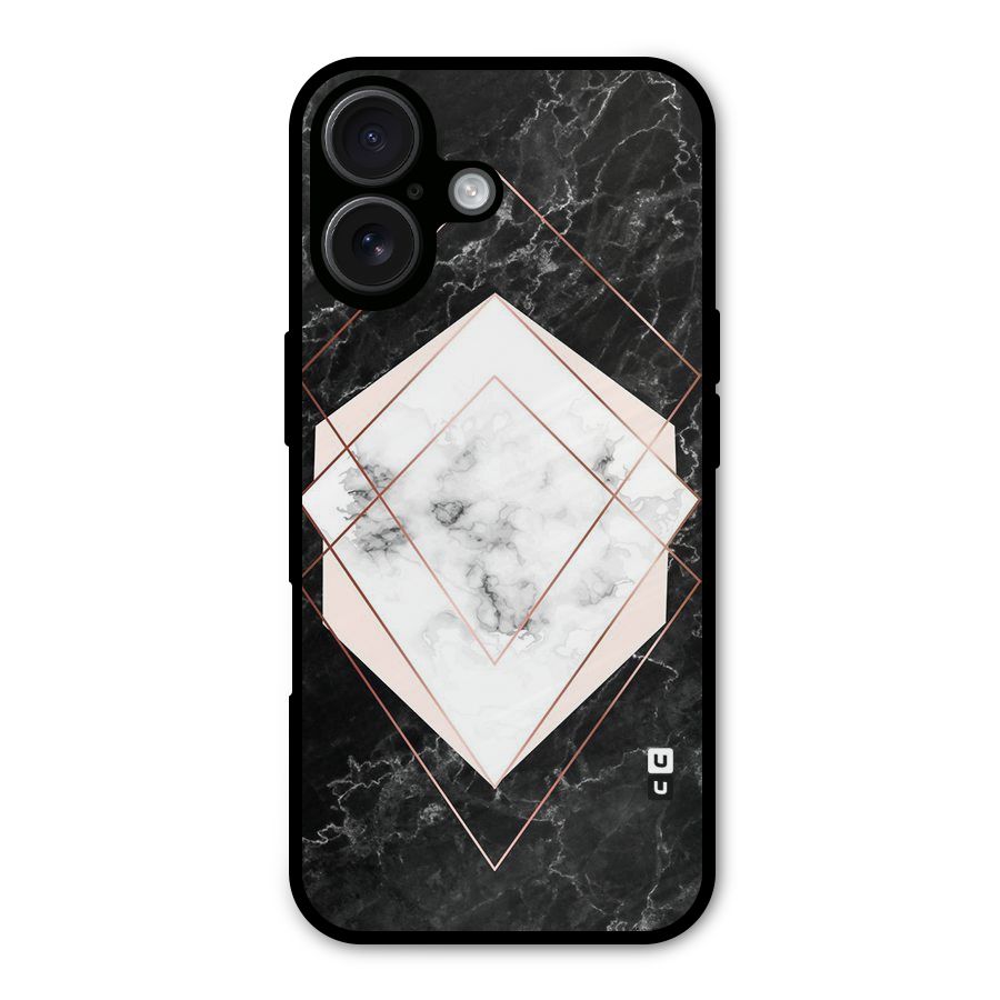 Marble Texture Print Metal Back Case for iPhone 16