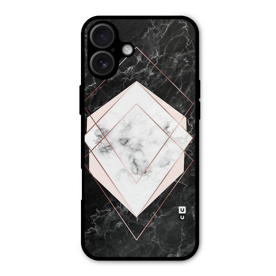 Marble Texture Print Metal Back Case for iPhone 16 Plus