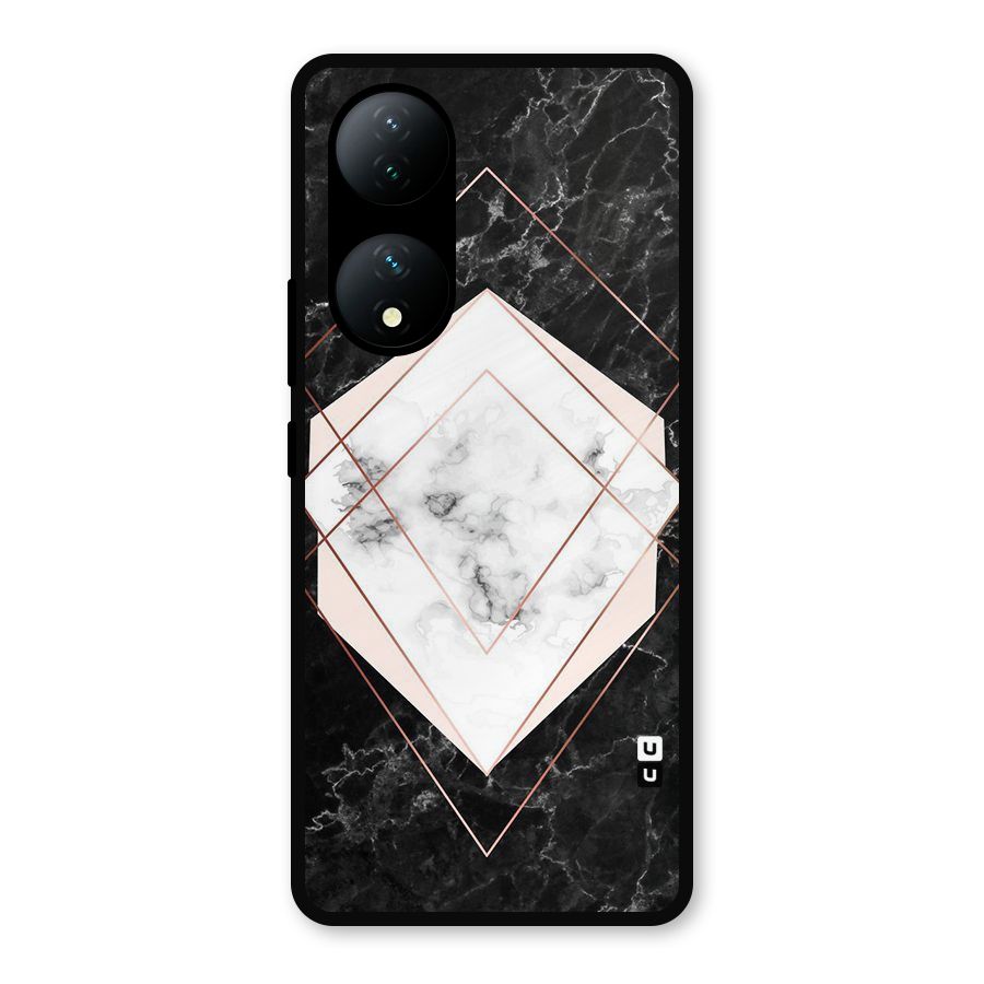 Marble Texture Print Metal Back Case for iQOO Z7