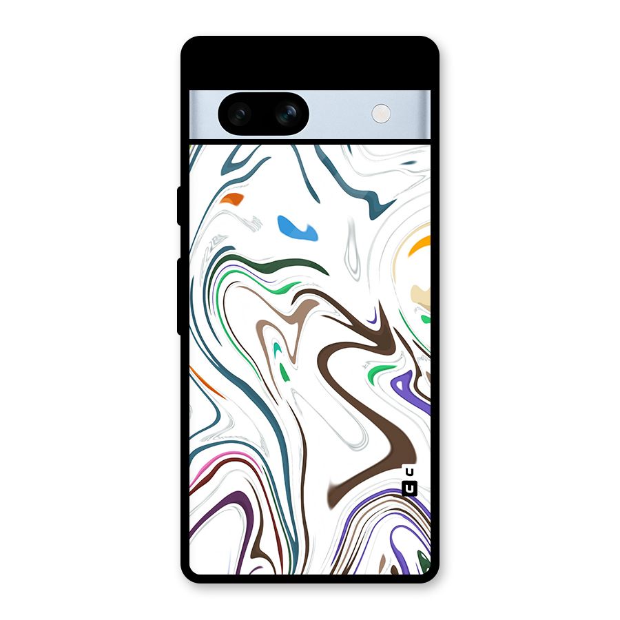 Marbled Printed Art Glass Back Case for Google Pixel 7a