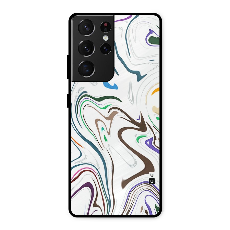 Marbled Printed Art Metal Back Case for Galaxy S21 Ultra 5G