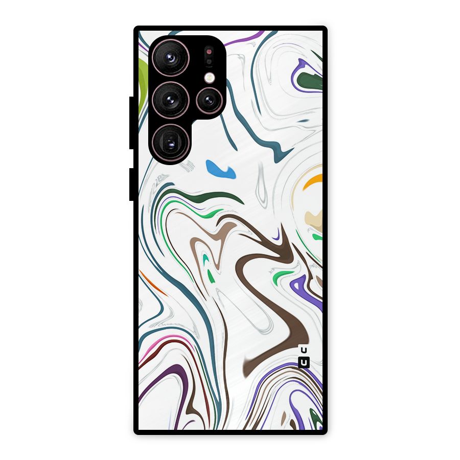 Marbled Printed Art Metal Back Case for Galaxy S22 Ultra 5G