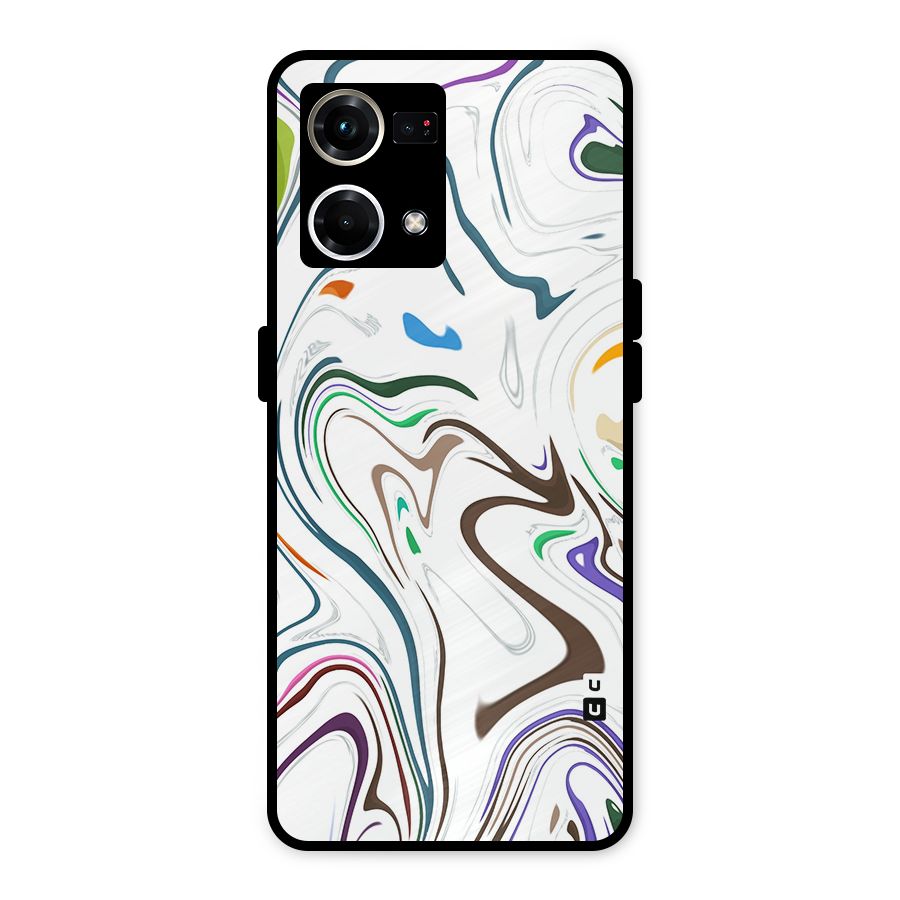Marbled Printed Art Metal Back Case for Oppo F21 Pro 4G