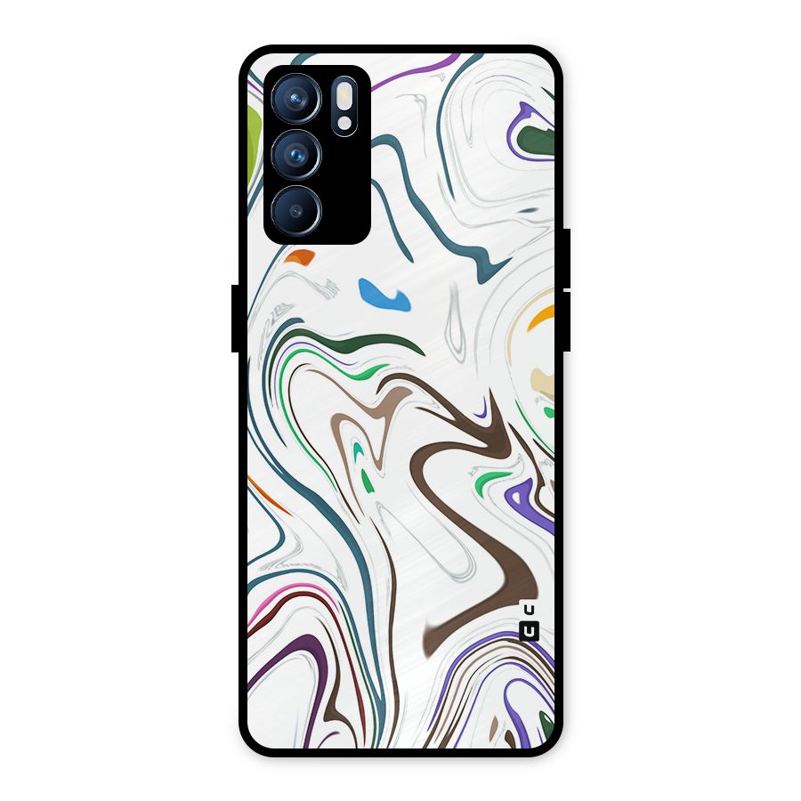 Marbled Printed Art Metal Back Case for Oppo Reno6 5G