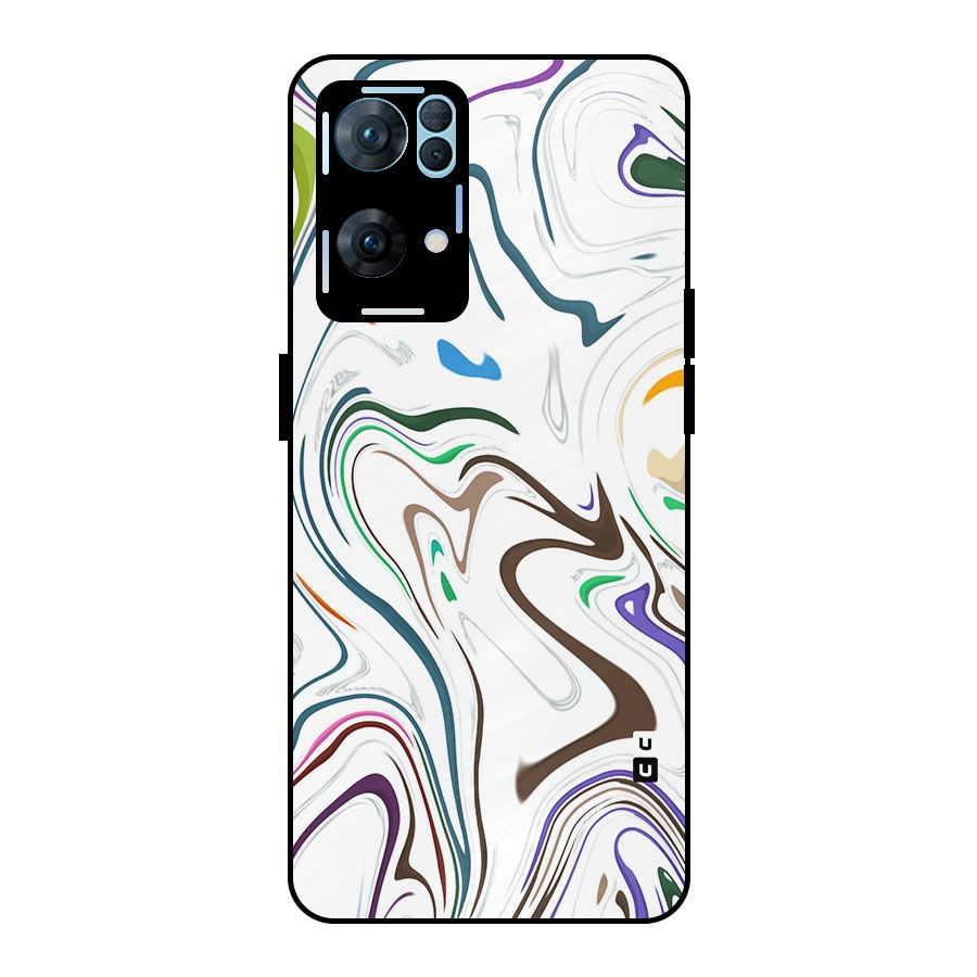 Marbled Printed Art Metal Back Case for Oppo Reno7 Pro 5G